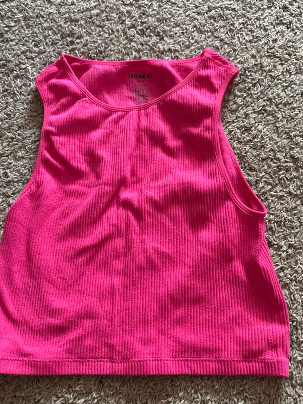 fresh Bright Hot Pink Ribbed Tank Top